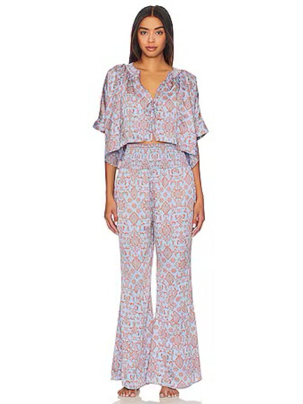 Free People x Intimately FP Misty Mornings Pajama Pants in Blue Combo